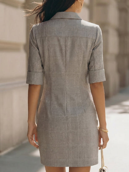 Plaid Tailored Shirt Mini Dress