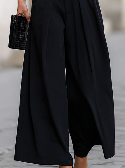 High-Rise Pleated Wide-Leg Trousers
