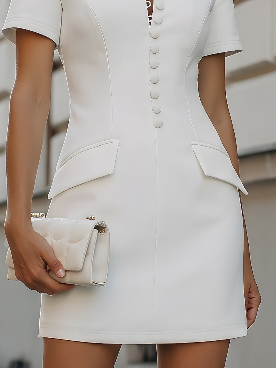 Structured Stand Collar Mini Dress