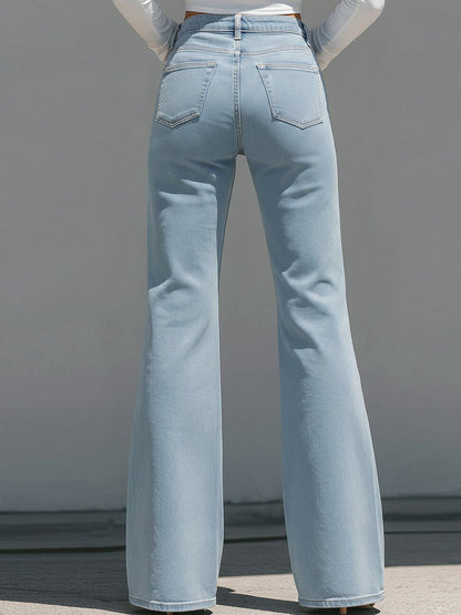 Raw Edge Flared Light Blue Jeans