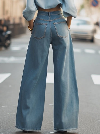 Retro Wide-Leg Denim Pants