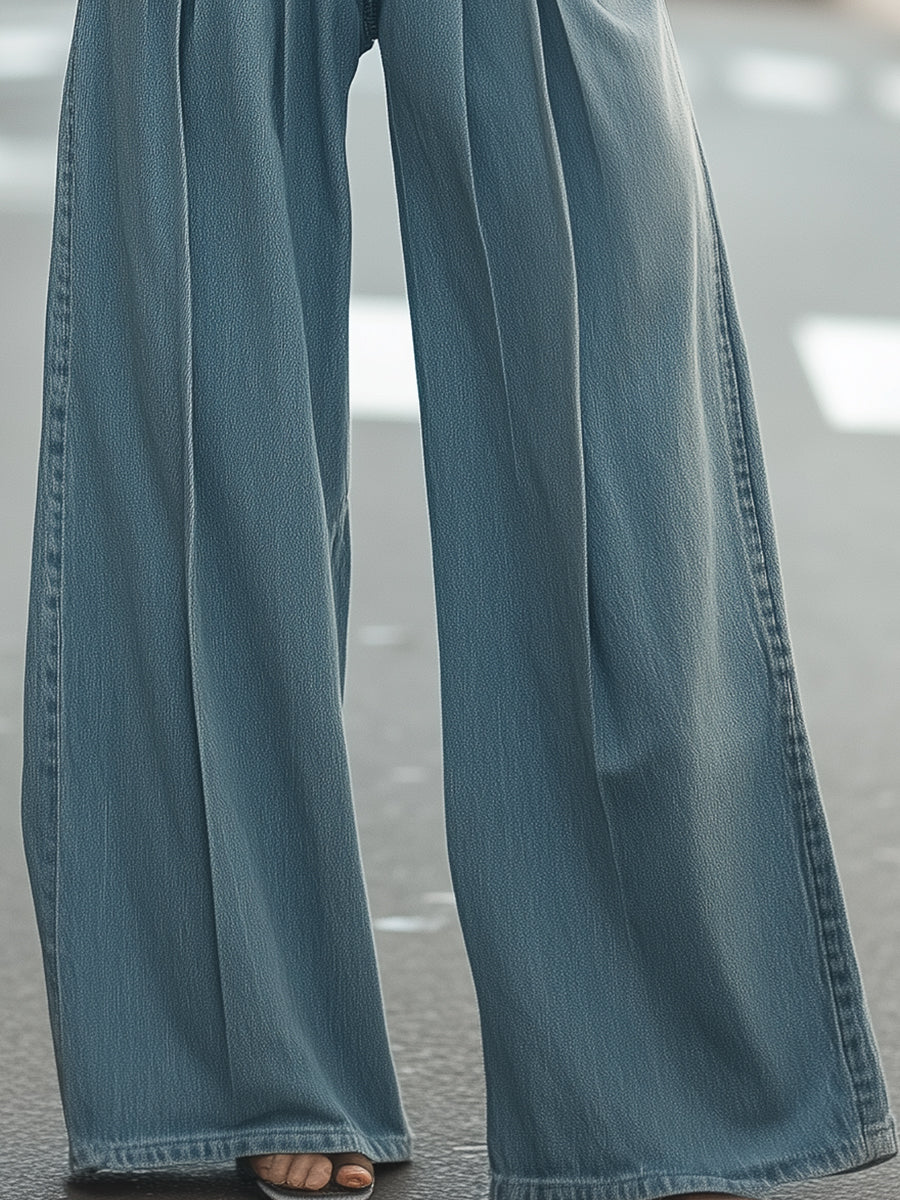 Retro Wide-Leg Denim Pants