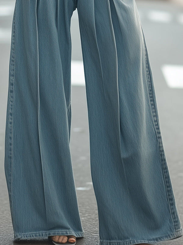 Retro Wide-Leg Denim Pants