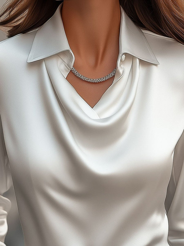 Luxe Satin Draped Neck Blouse