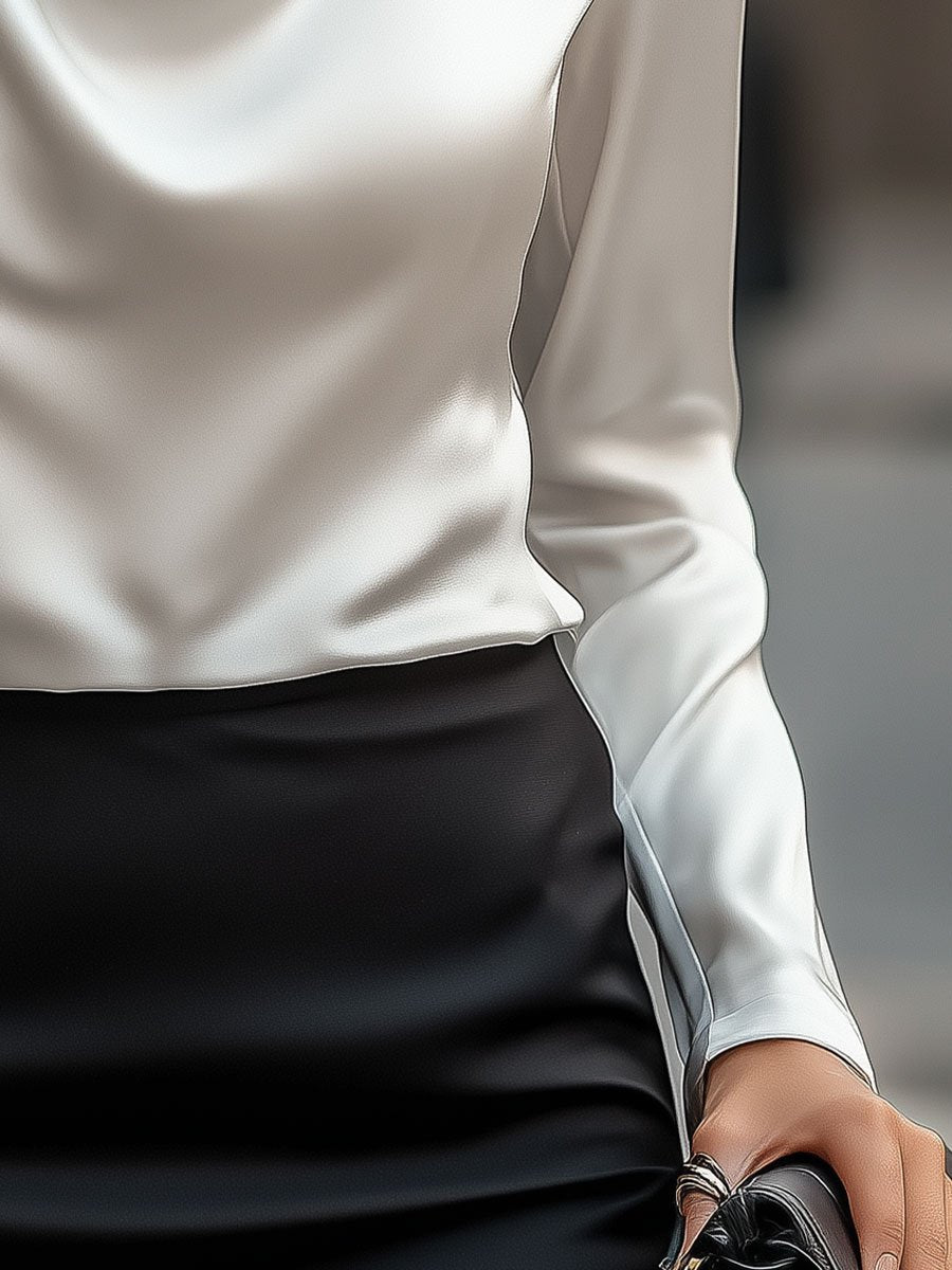 Luxe Satin Draped Neck Blouse