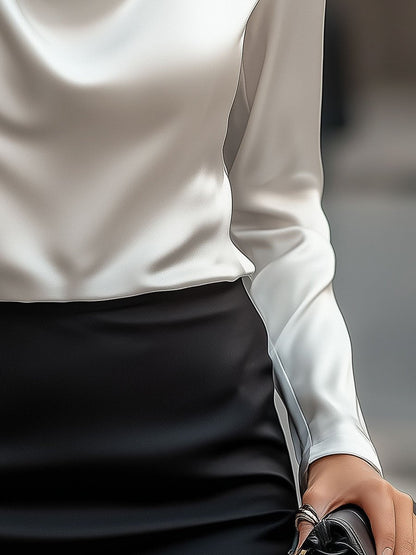 Luxe Satin Draped Neck Blouse