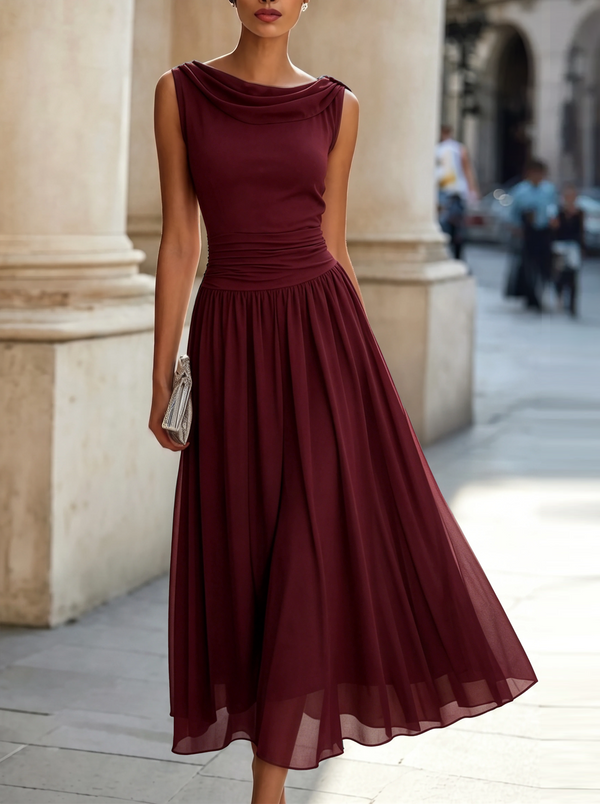 Elegant Pleated Flow Midi Dress