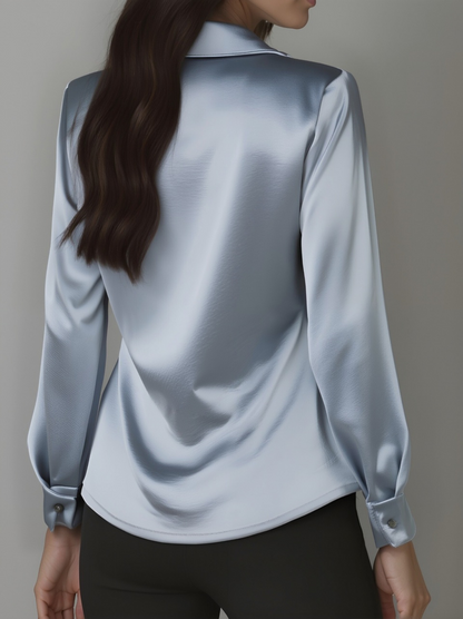 Luxe Satin Draped Neck Blouse